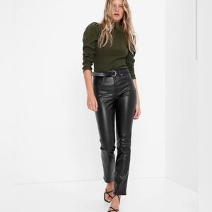 Gap black Vintage slim high rise faux leather sleek polished pants size 16